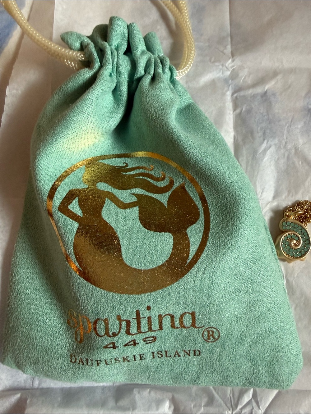 NWT Spartina 449 Nautilus sea foam Pendant Necklace, 17 inch. - Picture 4 of 5
